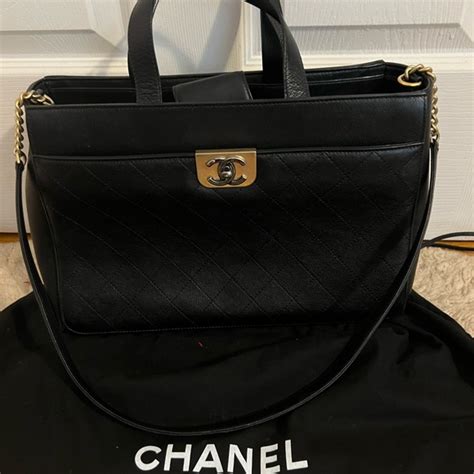 chanel shopping bag black|large zipped shopping bag chanel.